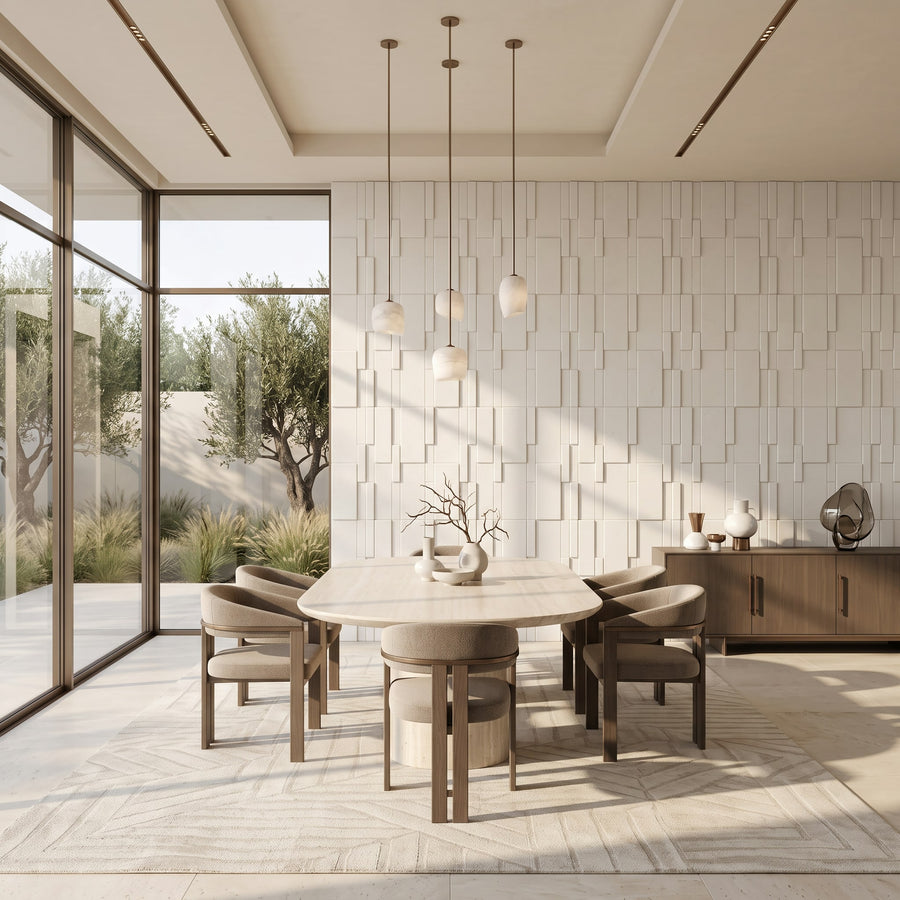 Flux Square 3D Leather Wall Panel in Classic White