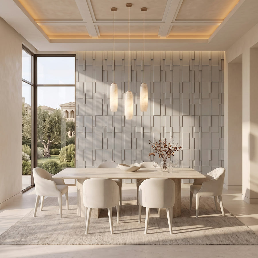 Flux Square 3D Leather Wall Panel in Light Grey