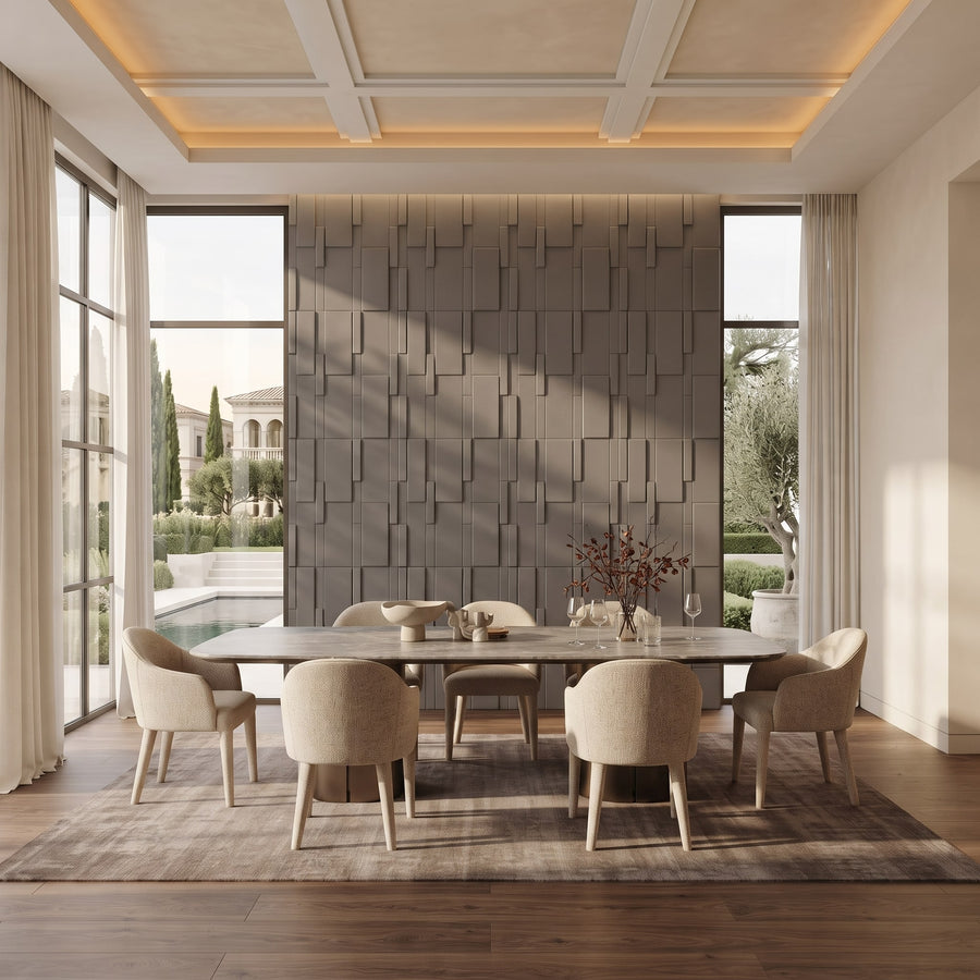 Flux Square 3D Leather Wall Panel in Grey