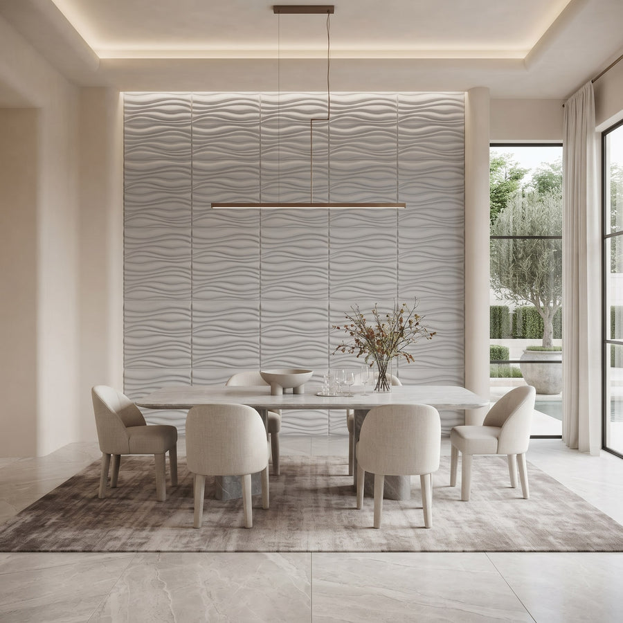 Gnarly Square 3D Leather Wall Panel in Light Grey