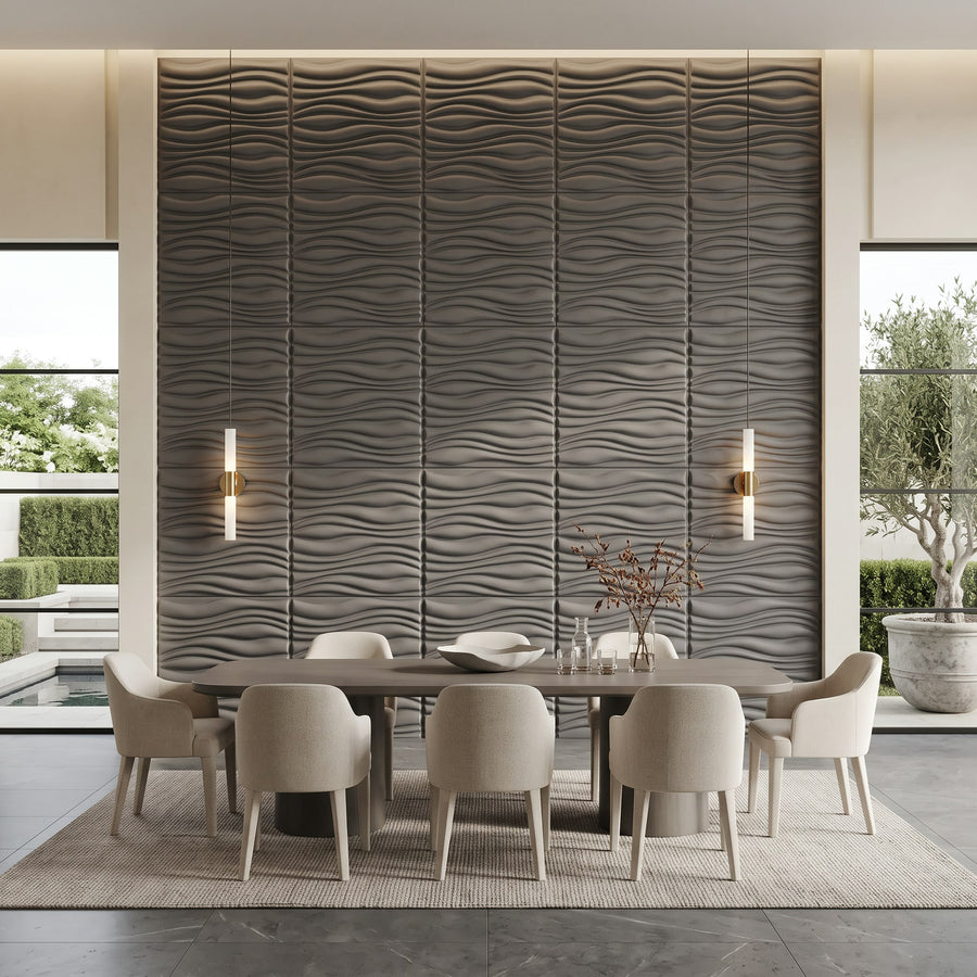 Gnarly Square 3D Leather Wall Panel in Charcoal Grey