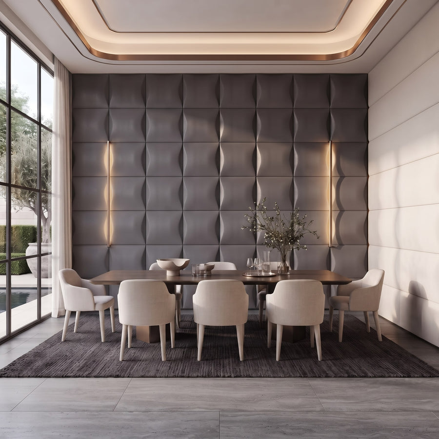 Sahara Square 3D Wall Panel in Charcoal Grey