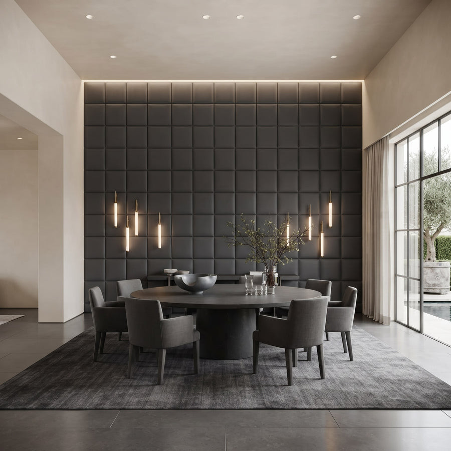 Cubed Vera 3D Leather Wall Panel in Charcoal Grey