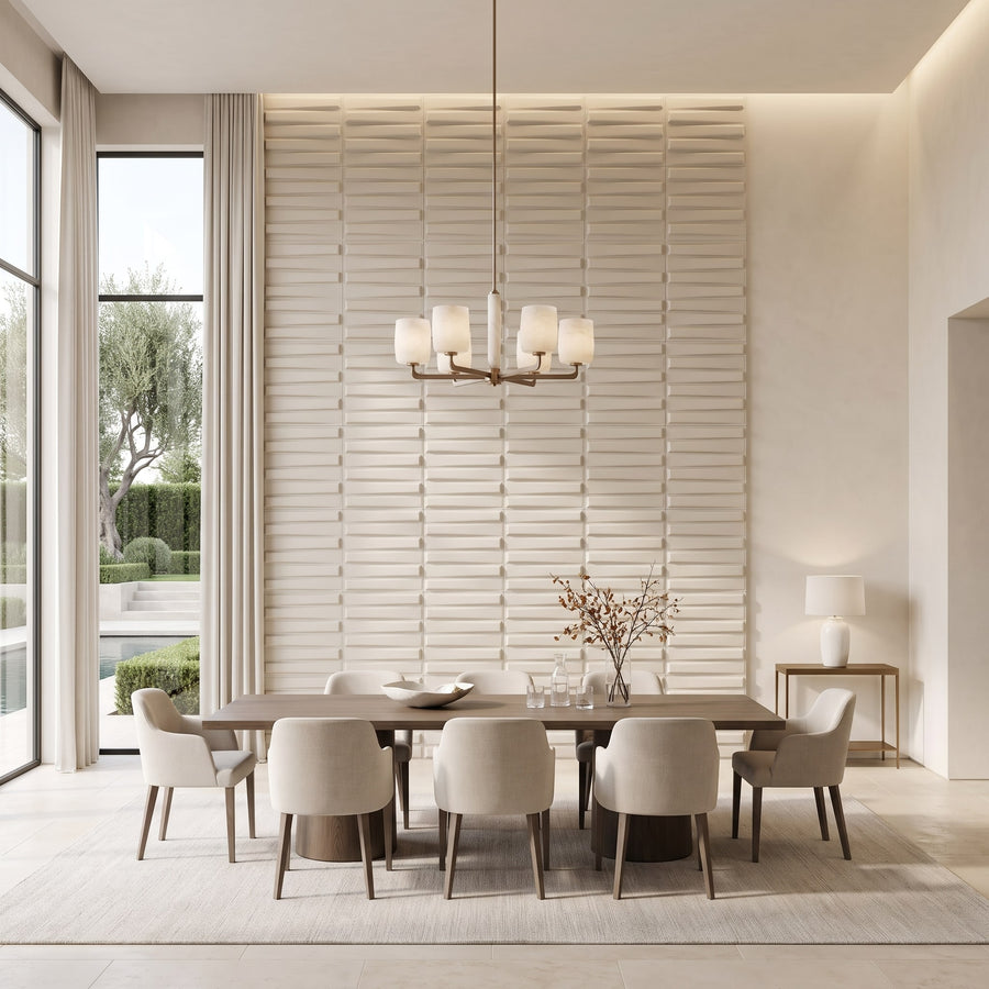 Illusory Square 3D Leather Wall Panel in Beige White