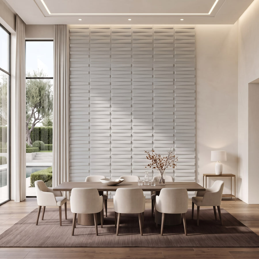 Illusory Square 3D Leather Wall Panel in Light Grey