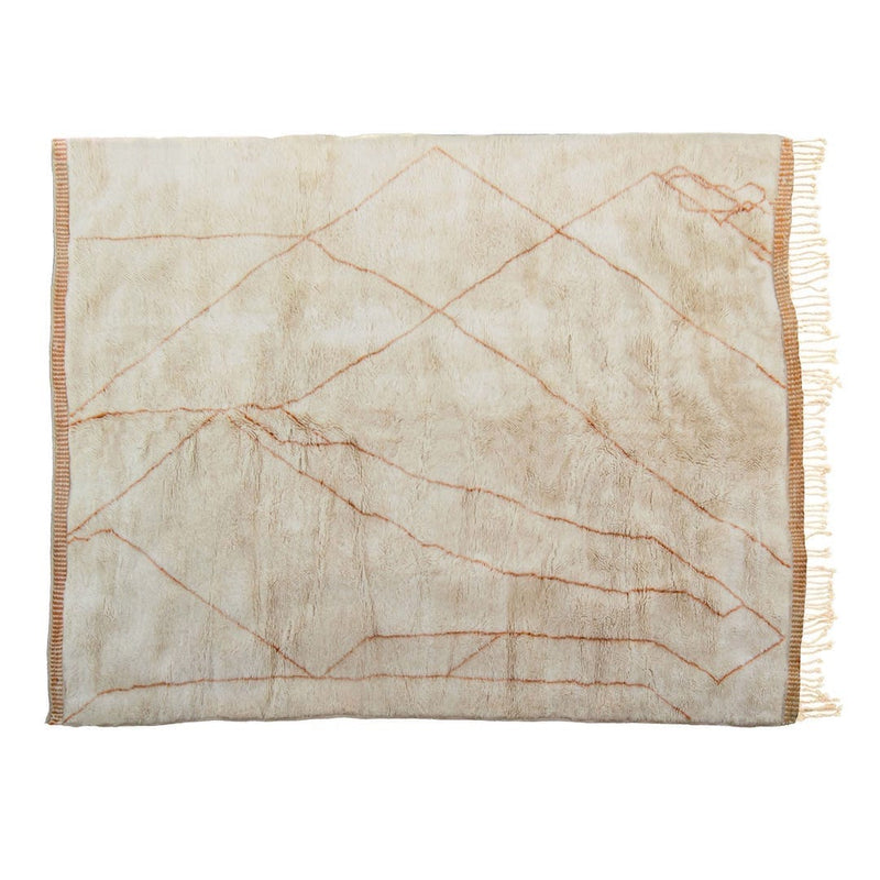 Beige Abstract Lines Moroccan Rug