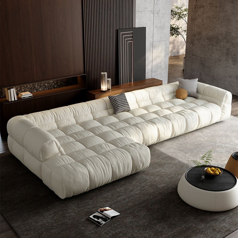 Puff 90 Fabric Sofa, Blanc Boucle