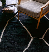 Black & White Abstract Lines Moroccan Rug