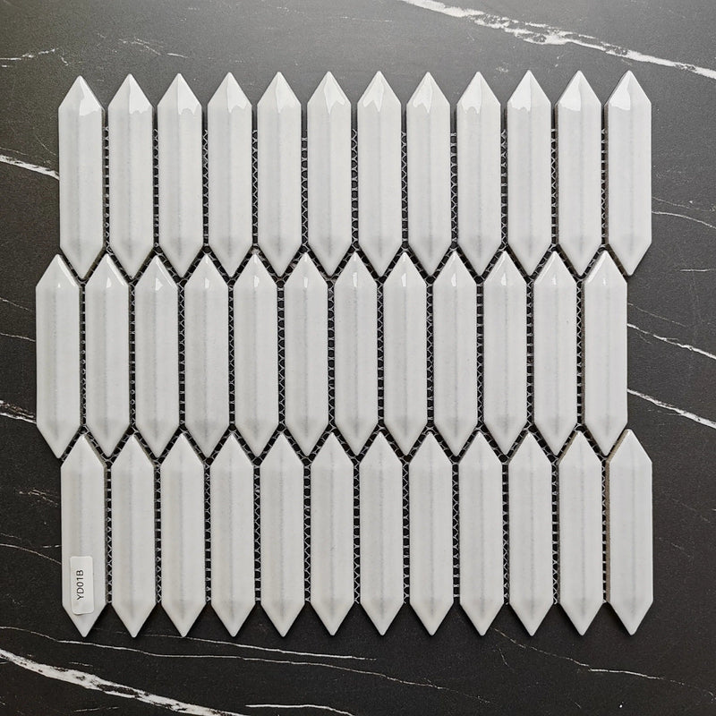 White 3D Arrow Shape Mosaic Tile