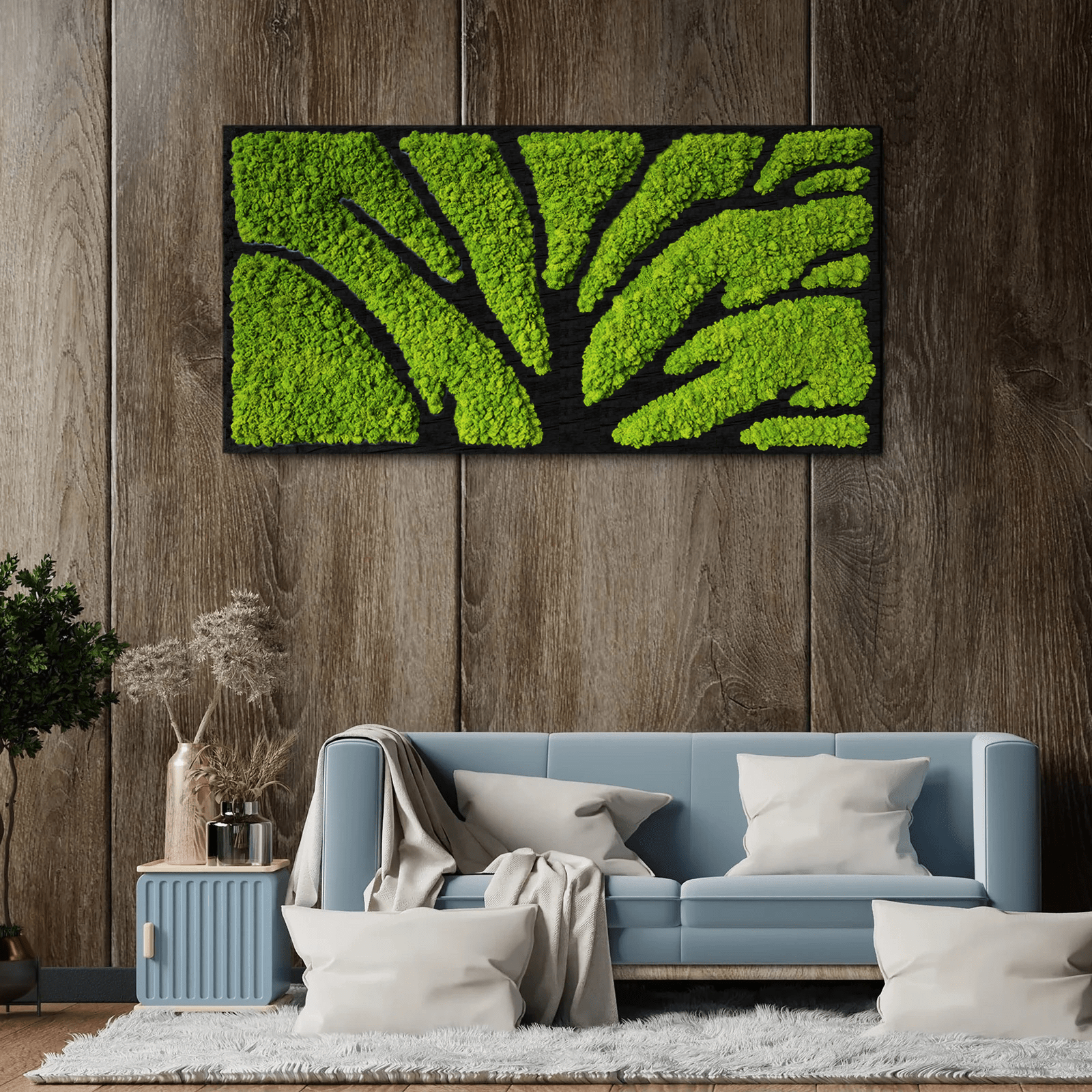 Set of 3 Moss wall art Frame