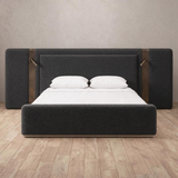 Boucle Smoke — Extended Headboard with Integrated Lighting