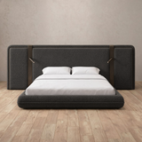 Boucle Smoke — Extended Headboard with Integrated Lighting