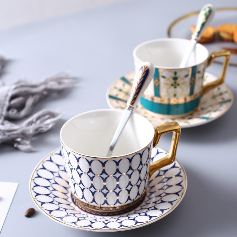 Porcelain Coffee Cup and Saucer Fancy Shaped Teacup 