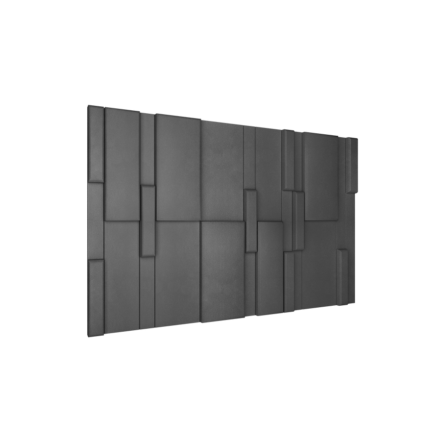 Flux Square 3D Leather Wall Panel in Grey