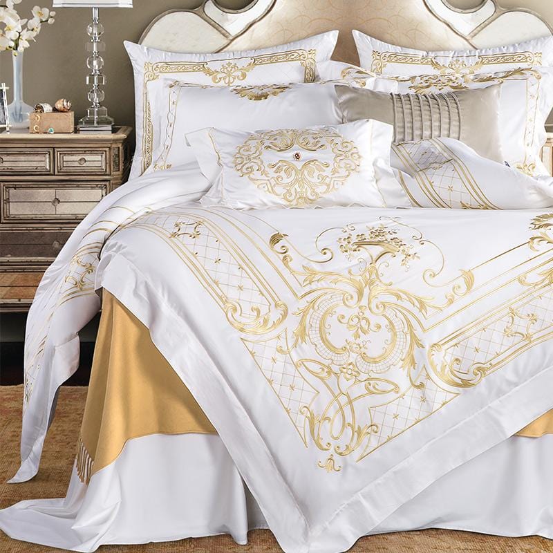 Ivy Gold Forest White and Gold Duvet Cover Set (Egyptian Cotton