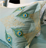 Peacock Rue Teal Duvet Cover Set (Long-staple Sateen Cotton)
