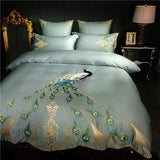Peacock Rue Teal Duvet Cover Set (Long-staple Sateen Cotton)