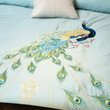 Peacock Rue Teal Duvet Cover Set (Long-staple Sateen Cotton)