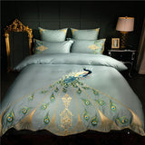 Peacock Rue Teal Duvet Cover Set (Long-staple Sateen Cotton)