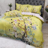 Mandarin Lime Green Duvet Cover Set (Long-staple Sateen Cotton)