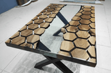 Clear Honeycomb Wooden Epoxy Table