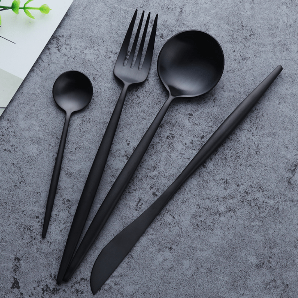 Black Flower Silverware Set 20 Pieces Stainless Steel Flatware Set, Kitchen  Utensil Set Service for 5, Tableware Cutlery Set for Home & Restaurant