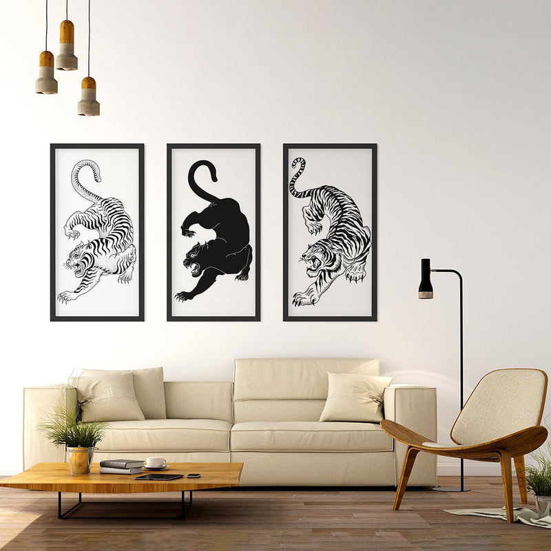 Triple Tiger Triptych Canvas Art