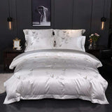 Platinum Falls Off White Duvet Cover Set (Long-staple Sateen Cotton)