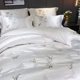 Platinum Falls Off White Duvet Cover Set (Long-staple Sateen Cotton)
