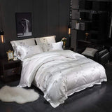 Platinum Falls Off White Duvet Cover Set (Long-staple Sateen Cotton)