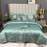 Peacock Rue Teal Duvet Cover Set (Long-staple Sateen Cotton)