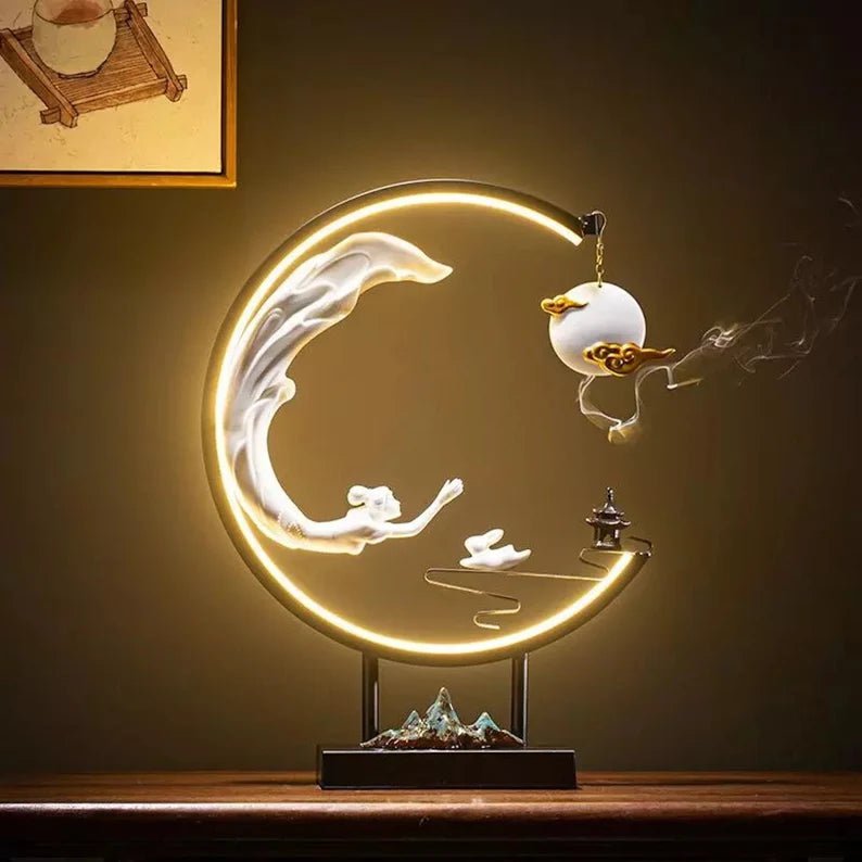 Celestial Lady Flying To The Moon Incense Burner Lamp Articture