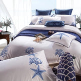 Blue Coral Duvet Cover Set (Long-staple Sateen Cotton)