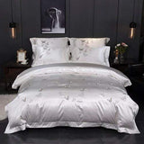 Platinum Falls Off White Duvet Cover Set (Long-staple Sateen Cotton)