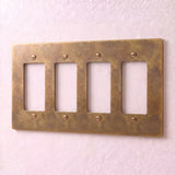 Vintage Brass with Patina::4 Gang
