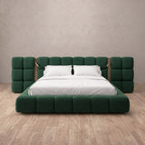 Boucle Forest Green — Extended Headboard with Integrated Lighting