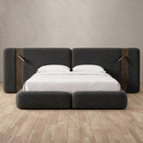 Boucle Smoke — Extended Headboard with Integrated Lighting