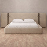 Linen Blend Latte — Extended Headboard with Integrated Lighting