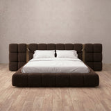 Boucle Espresso — Extended Headboard with Integrated Lighting