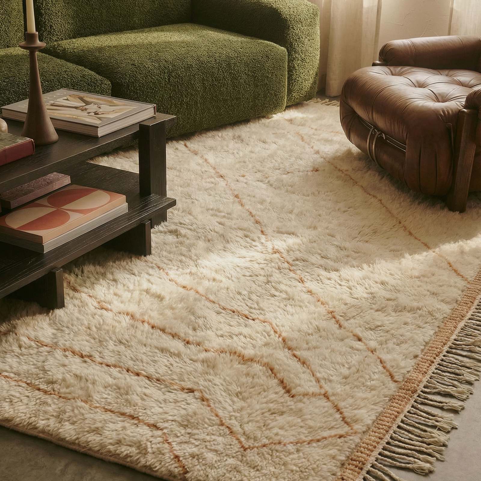 Beige Abstract Lines Moroccan Rug – Articture