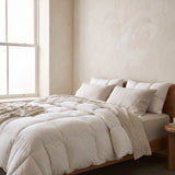 Down alternative duvet mounded like a cloud, baffle-box construction
