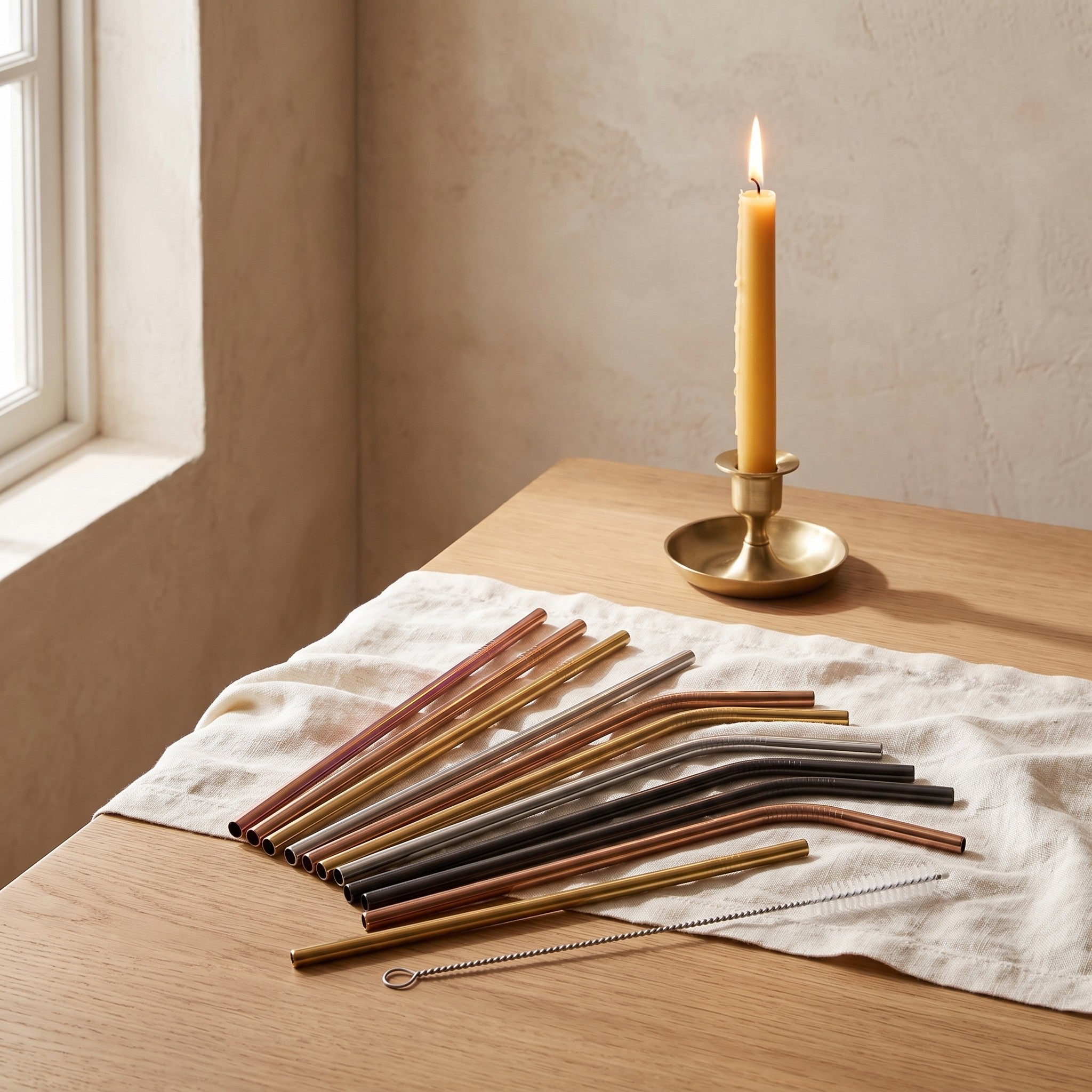 The full Seoul Straw set of metal straws