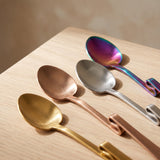 Close-up of the Rome Mixing Spoon Set finishes