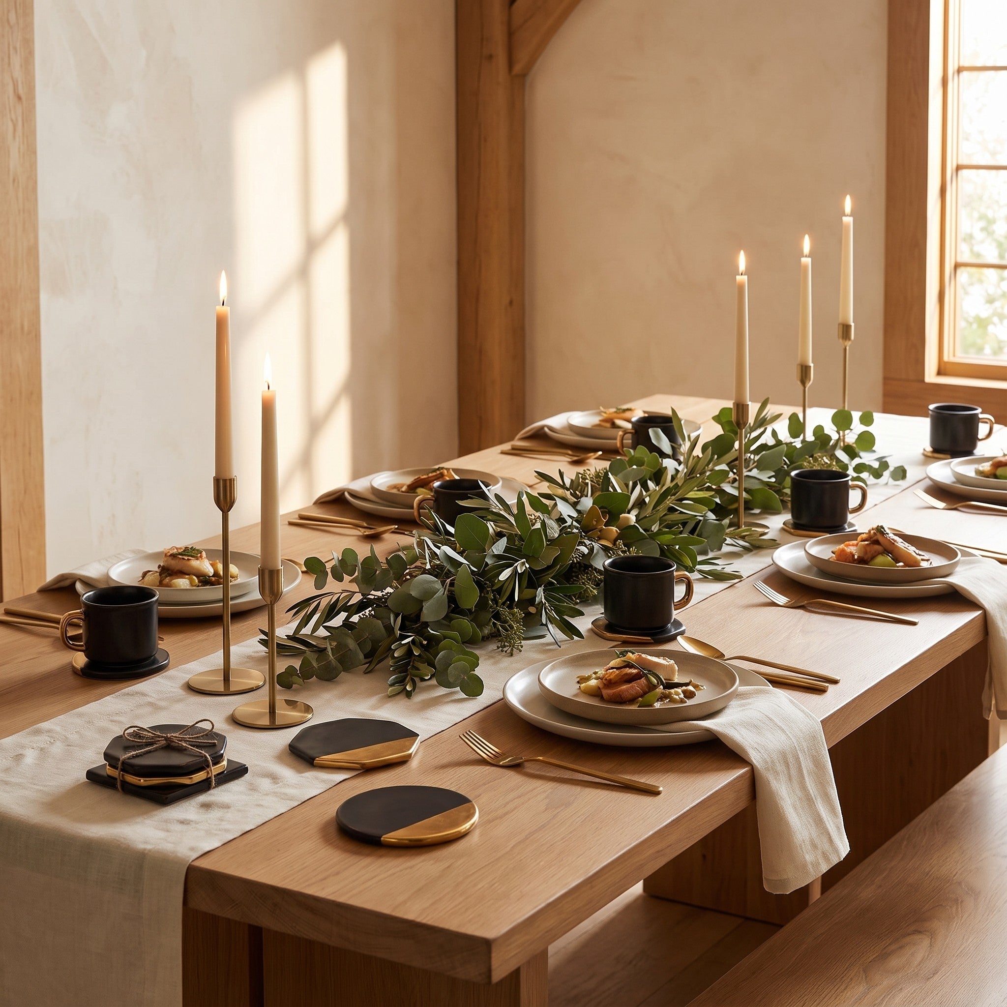 Onyx Coaster styled in a fine-dining tablescape