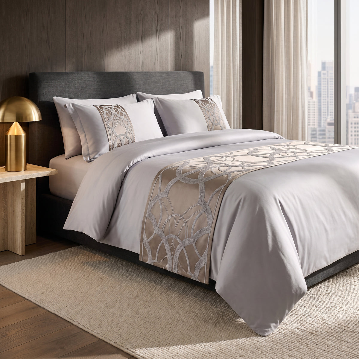 Chain of Luxury Grey Duvet Cover Set (Long-staple Sateen Cotton) — lifestyle