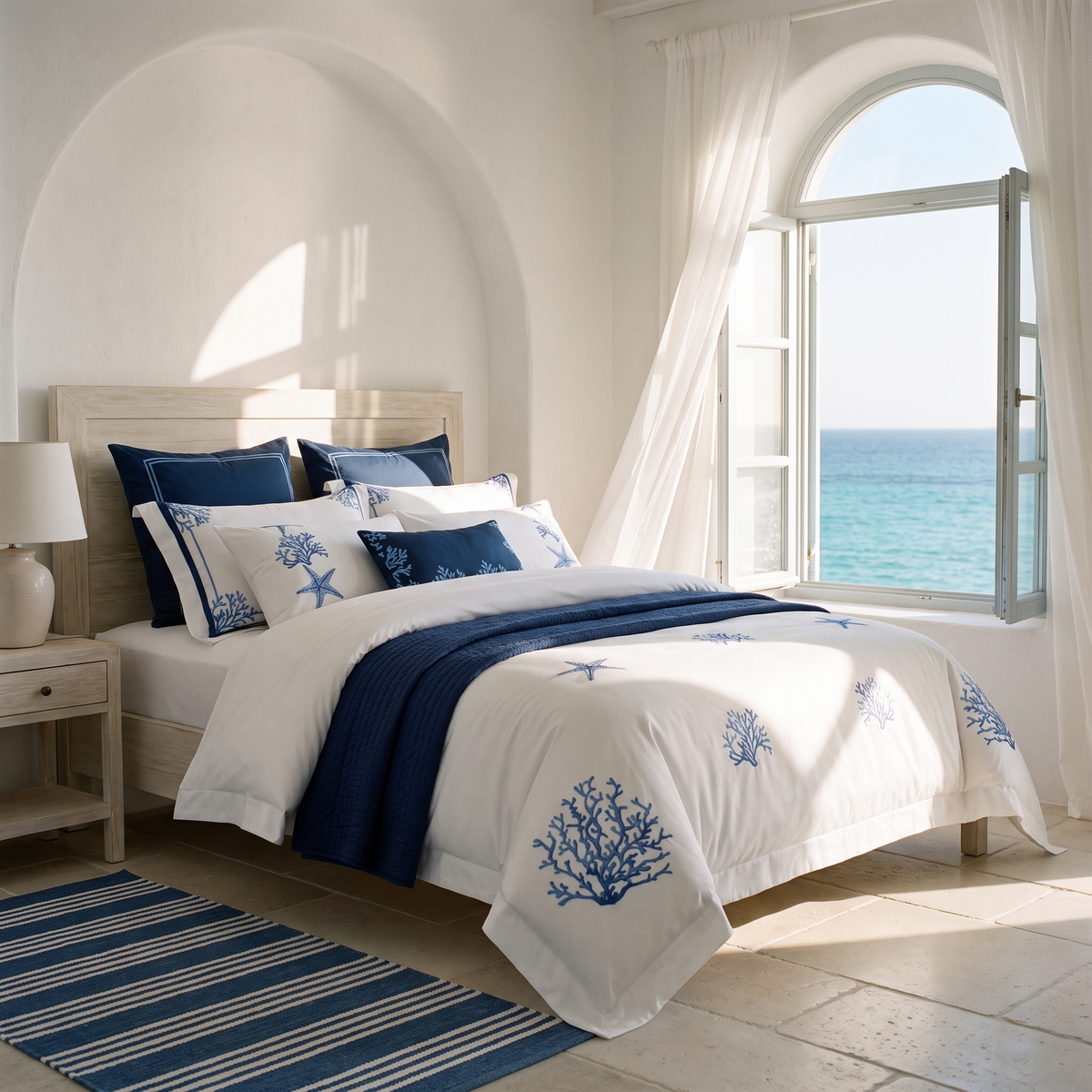 Blue Coral Duvet Cover Set (Long-staple Sateen Cotton) — lifestyle