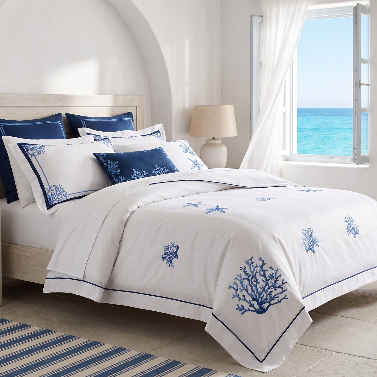 Blue Coral Duvet Cover Set (Long-staple Sateen Cotton) — lifestyle