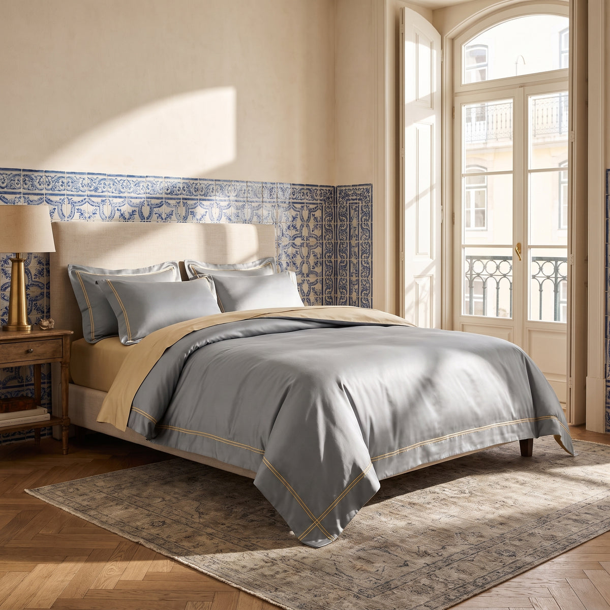 Lisbon Duvet Cover Set (Long-staple Sateen Cotton) — lifestyle