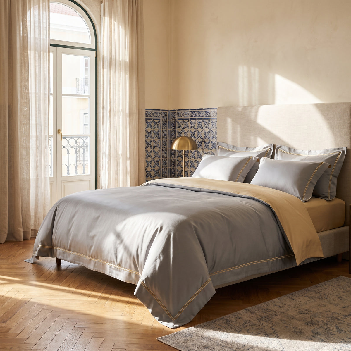 Lisbon Duvet Cover Set (Long-staple Sateen Cotton) — lifestyle
