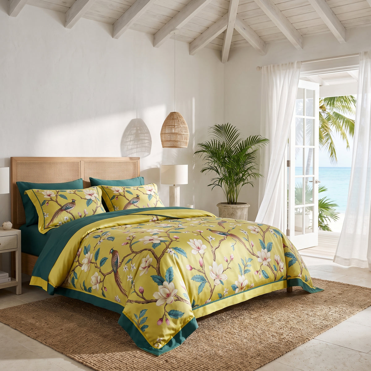 Tranquility Yellow Duvet Cover Set (Long-staple Sateen Cotton) — lifestyle